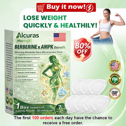 ✨️Alcuras_Moringa × Berberine × AMPK 8-Benefit Slimming & Metabolic Nano Microneedle Patch 🇺🇸  Just once a day · Visible changes in 7 days  ✅ For obesity, loose skin, diabetes, sleep apnea, joint issues, and more